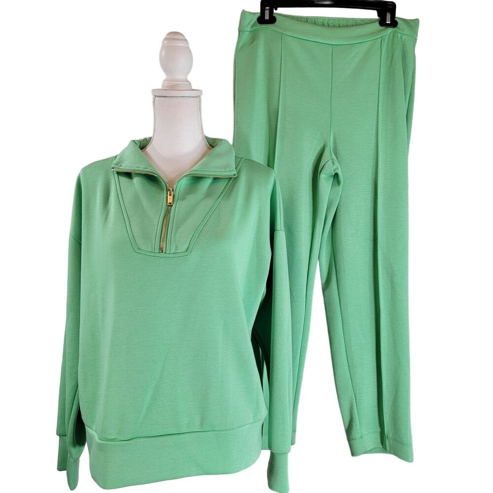 New Ellie Tahari Jogger Pants & Jacket Set Athleisure  Green Medium NWT